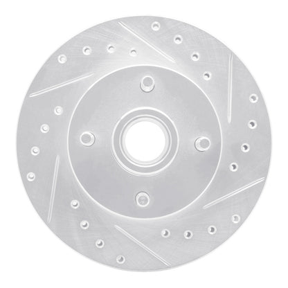 R1 Concepts R1 78-93 Ford Granada Front Right Drilled & Slotted Silver Brake Rotor