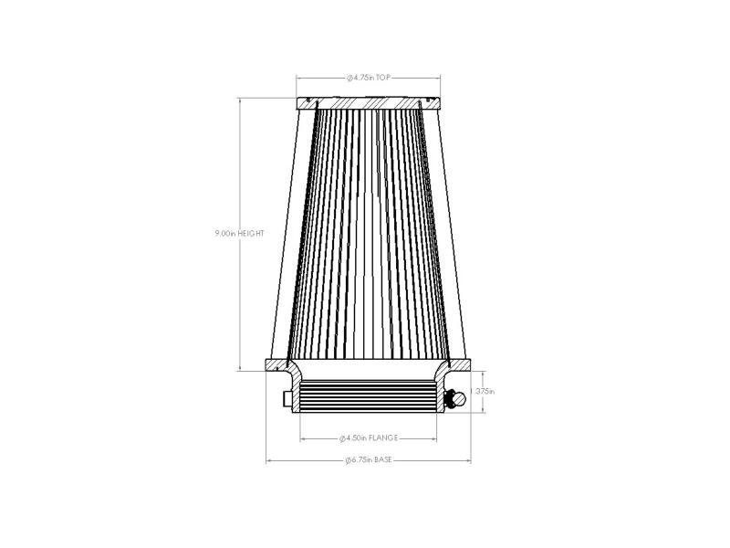 aFe POWER Universal Clamp-On Air Filter w/ D2 Dura-Dry Media - 4.5in F x 7in B x 4.75in T x 9in H