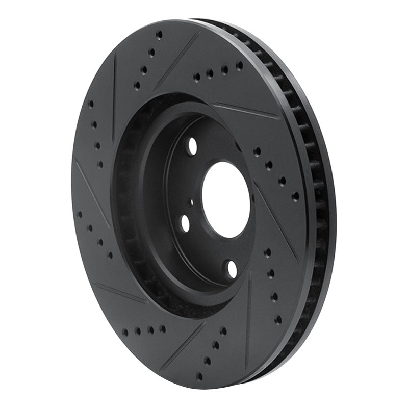 R1 Concepts R1 06-15 Lexus GS300 Left Front Drilled & Slotted Black Brake Rotor