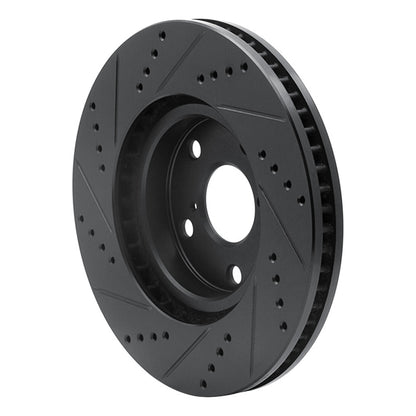 R1 Concepts R1 06-15 Lexus GS300 Left Front Drilled & Slotted Black Brake Rotor