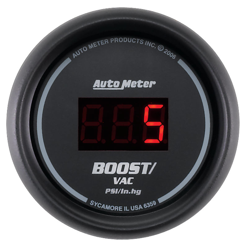 Autometer Black 52mm 30 In Hg.-Vac./30 PSI Digital Vacuum/Boost Gauge