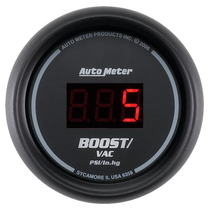 Autometer Black 52mm 30 In Hg.-Vac./30 PSI Digital Vacuum/Boost Gauge