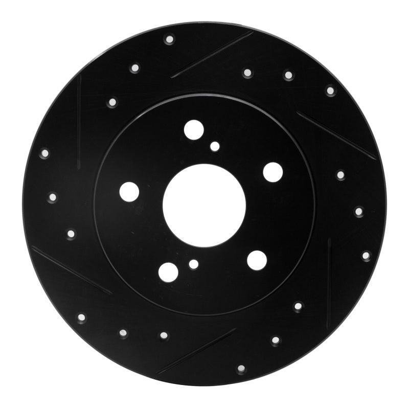 R1 Concepts R1 08-18 Pontiac Vibe Rear Left Drilled & Slotted Black Brake Rotor