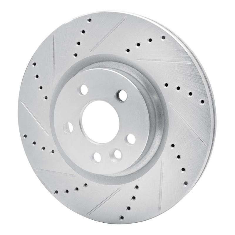 R1 Concepts R1 15-19 Jaguar E-Pace Front Left Drilled & Slotted Silver Brake Rotor