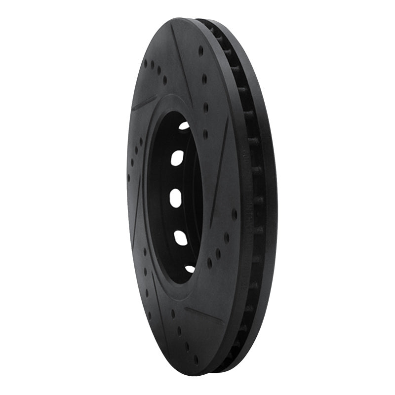 R1 Concepts R1 90-91 Audi 90 Quattro Front Left Drilled & Slotted Black Brake Rotor