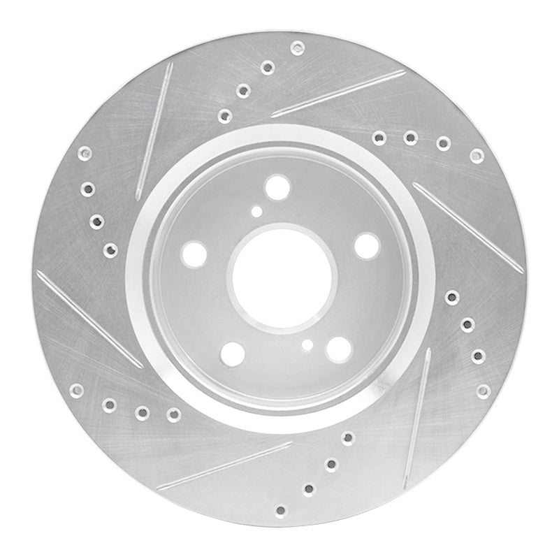 R1 Concepts R1 18-22 Toyota C-HR Front Right Drilled & Slotted Silver Brake Rotor
