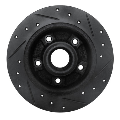 R1 Concepts R1 88-92 Ford Probe Rear Left Drilled & Slotted Black Brake Rotor