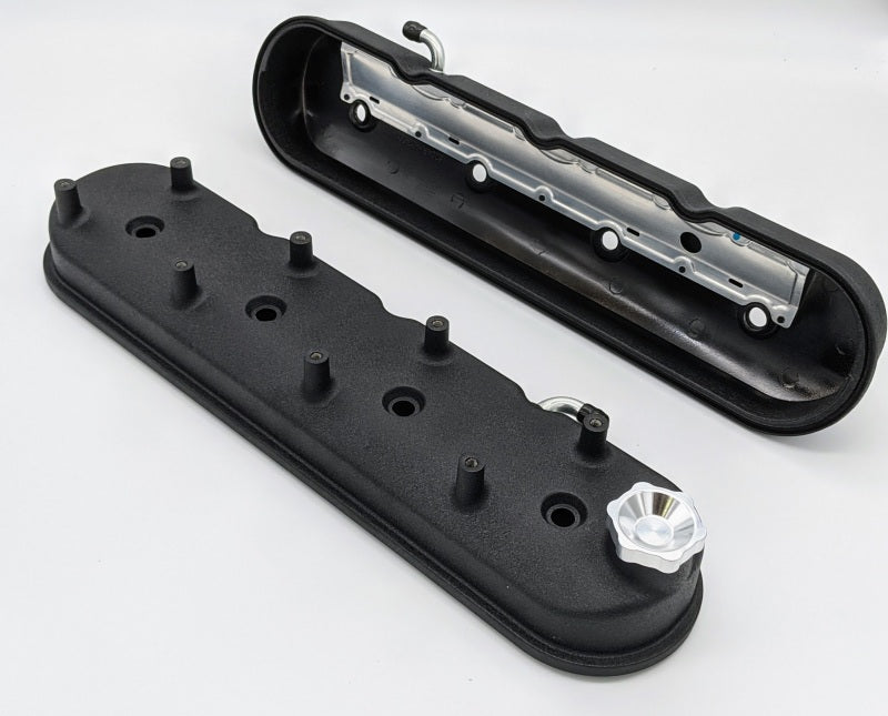 Granatelli Motor Sports Granatelli 96-22 GM LS Tall Valve Cover w/Angled Coil Mounts - Black Wrinkle (Pair)