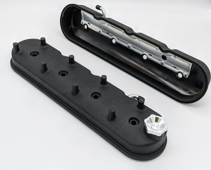 Granatelli Motor Sports Granatelli 96-22 GM LS Tall Valve Cover w/Angled Coil Mounts - Black Wrinkle (Pair)