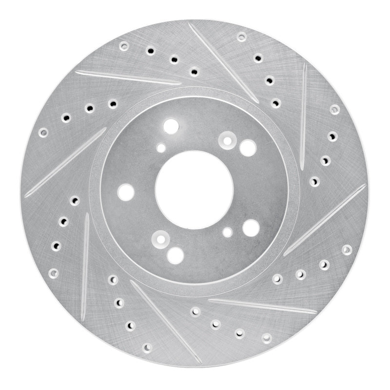 R1 Concepts R1 99-14 Acura TSX Front Right Drilled & Slotted Silver Brake Rotor