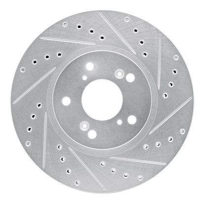 R1 Concepts R1 99-14 Acura TSX Front Right Drilled & Slotted Silver Brake Rotor
