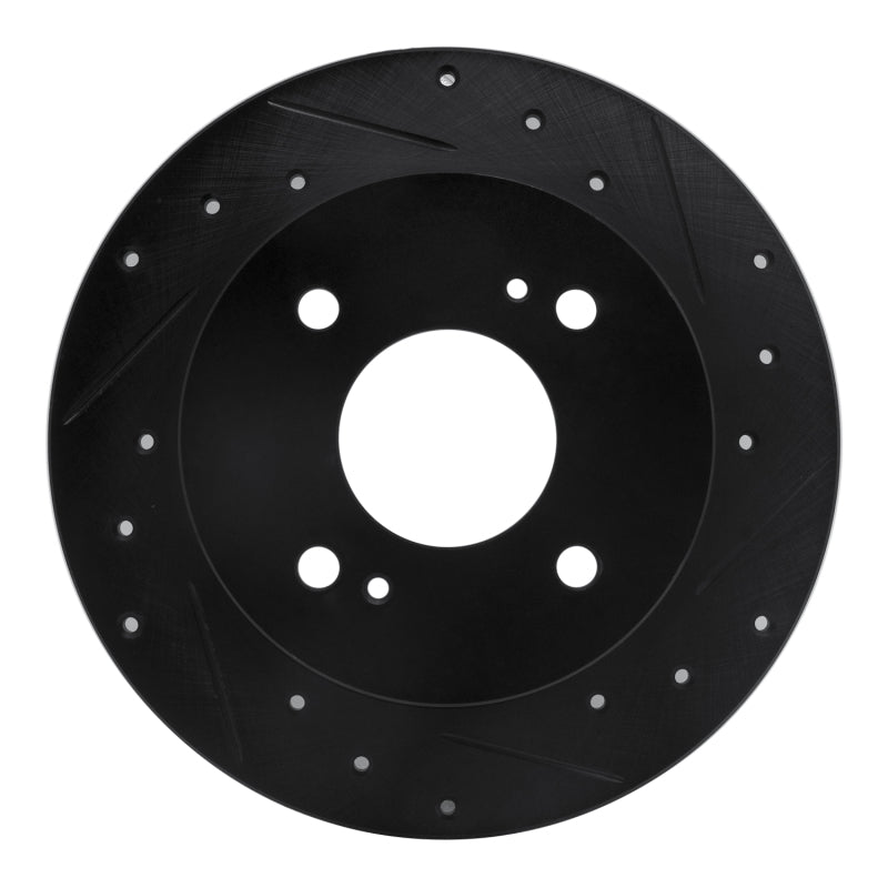 R1 Concepts R1 79-81 Nissan 200SX Rear Right Drilled & Slotted Black Brake Rotor