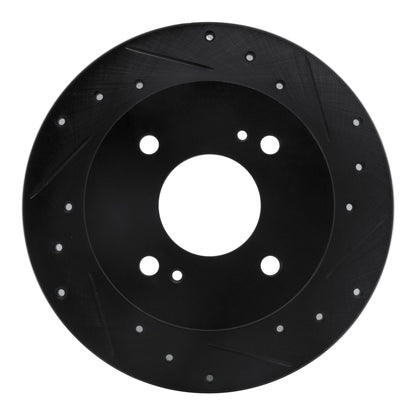 R1 Concepts R1 79-81 Nissan 200SX Rear Right Drilled & Slotted Black Brake Rotor