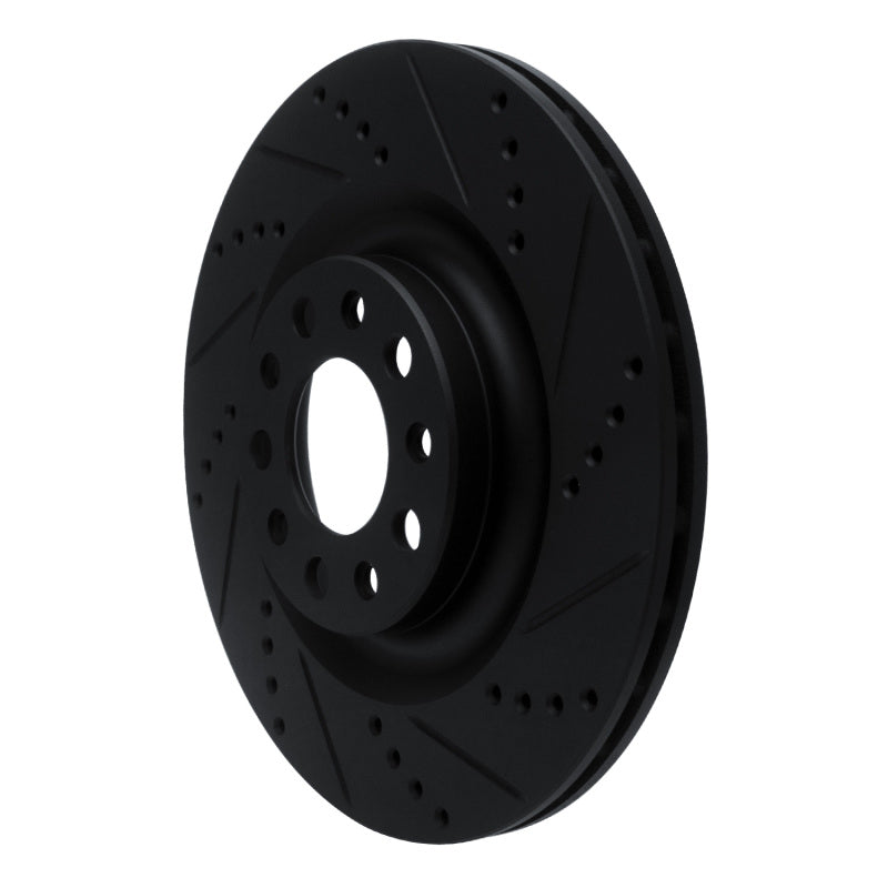 R1 Concepts R1 2017-2025 Alfa Romeo Stelvio Rear Right Drilled & Slotted Black Brake Rotor