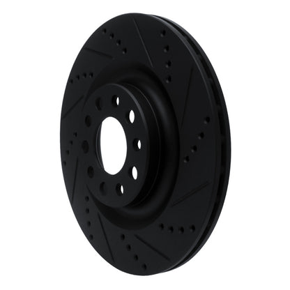 R1 Concepts R1 2017-2025 Alfa Romeo Stelvio Rear Right Drilled & Slotted Black Brake Rotor