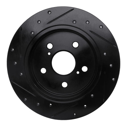 R1 Concepts R1 2015-2025 Lexus ES250 Rear Right Drilled & Slotted Black Brake Rotor