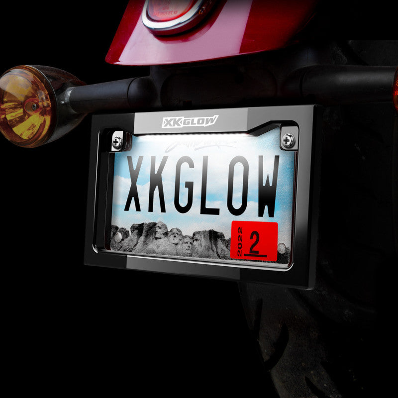 XKGLOW XK Glow Motorcycle License Plate Frame Light w/ White LED - Black