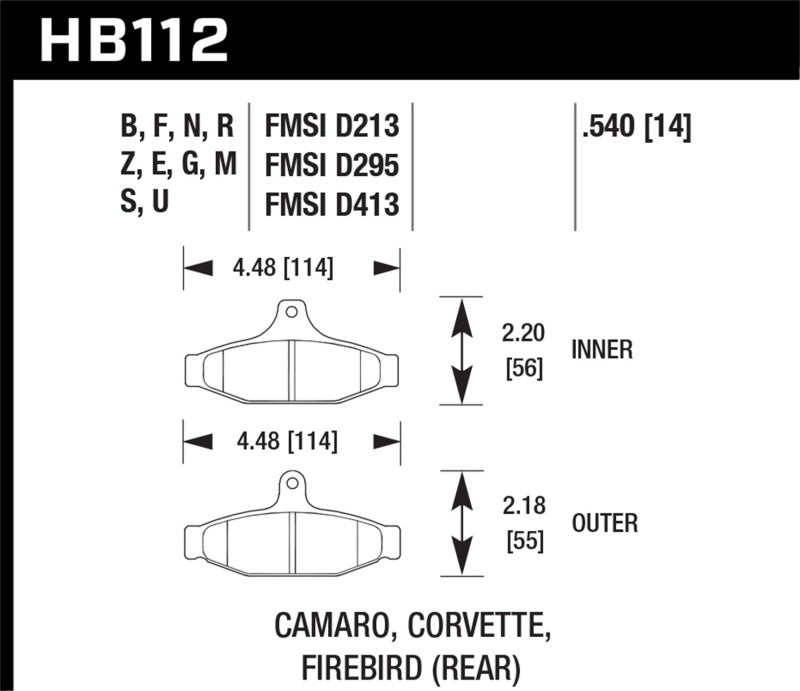 Hawk Performance Hawk 84-96 Corvette /88.5-97 Pontiac Firebird HP+ Street Rear Brake Pad