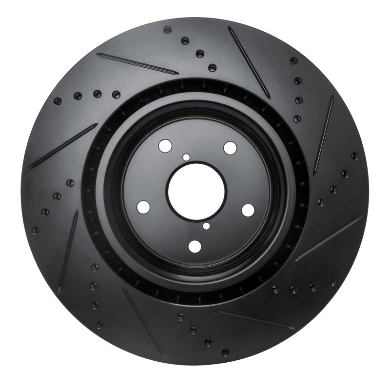 R1 Concepts R1 18-25 Subaru WRX Front Left Drilled & Slotted Black Brake Rotor