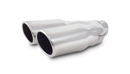 Vibrant Dual 3.25in x 2.75in Oval SS Exhaust Tip (Single Wall Angle Cut Rolled Edge)