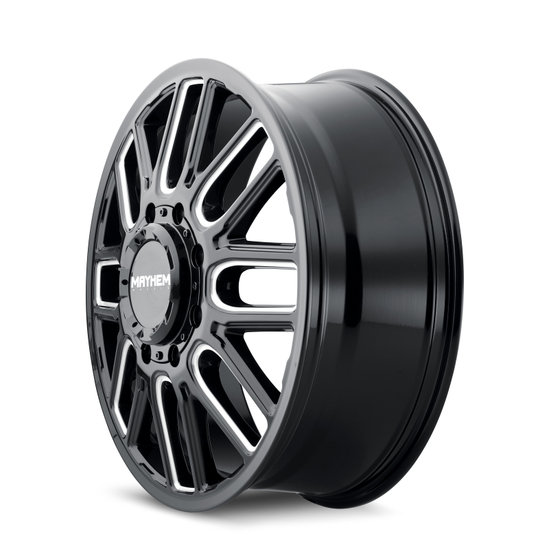 Mayhem 8107D Cogent Dually 20x8.25/8x165.1 BP/115mm Offset/121.3mm Hub Black w/ Milled Spokes Wheel