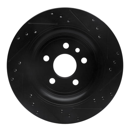 R1 Concepts R1 07-18 Volvo XC70 Rear Left Drilled & Slotted Black Brake Rotor