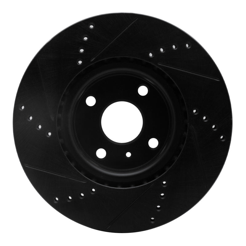 R1 Concepts R1 2016-2025 Fiat 124 Spider Front Right Drilled & Slotted Black Brake Rotor