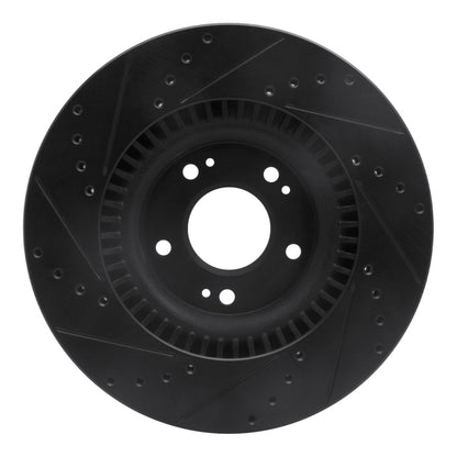 R1 Concepts R1 09-11 Hyundai Genesis Sedan Front Right Drilled & Slotted Black Brake Rotor