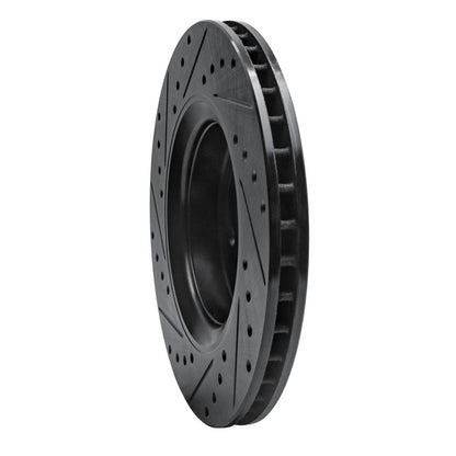 R1 Concepts R1 98-04 Volvo V70 Front Right Drilled & Slotted Black Brake Rotor