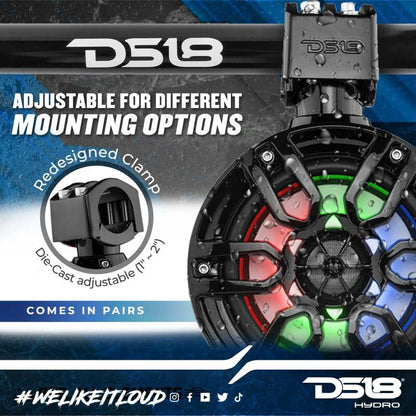 DS18 Tower Speakers 6.5in 100 Watts RMS w/ RGB LED Lights Red