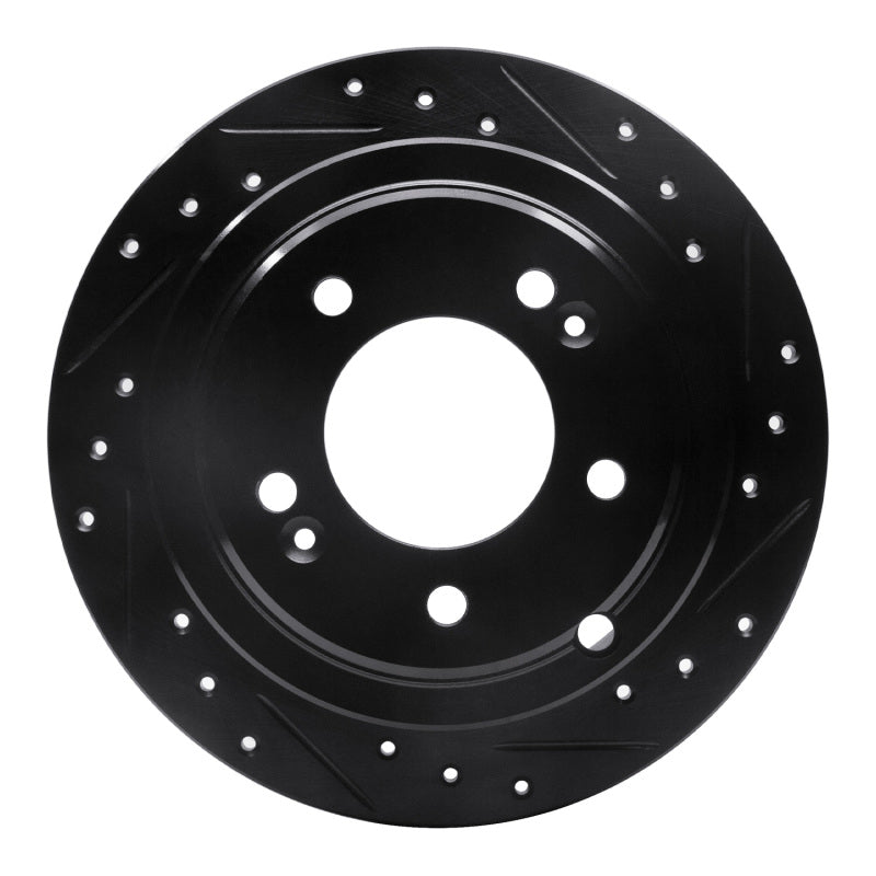 R1 Concepts R1 04-06 Kia AMANTI Rear Right Drilled & Slotted Black Brake Rotor