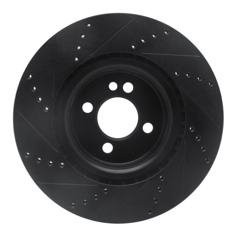 R1 Concepts R1 09-14 Mini Cooper (Excl Clubman) Front Right Drilled & Slotted Black Brake Rotor