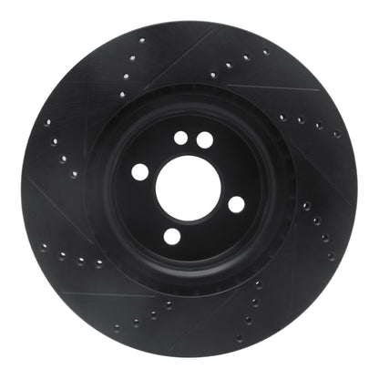 R1 Concepts R1 09-14 Mini Cooper (Excl Clubman) Front Right Drilled & Slotted Black Brake Rotor