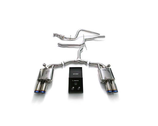 Stainless Steel Valvetronic Exhaust System Audi A4 B9 with Blue Coated Tips | ML Performance Car Parts