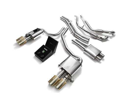 Valvetronic Exhaust System Audi S4 S5 with Gold Tips | ML Performance Car Parts