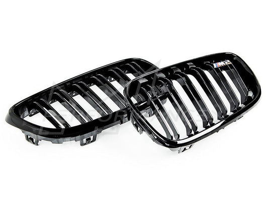 AUTOID BMW F22 F23 F87 Gloss Black Kidney Grilles (Inc. 218d, M235i, M240i & M2) - ML Performance UK