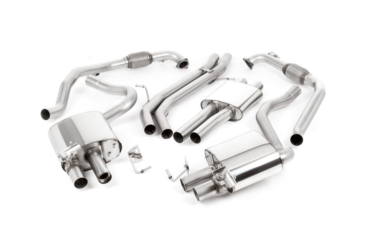 MillTek SSXAU1178 Audi S4/S5 B9 Non Sport Diff models - Resonated (Quieter) Cat-Back Exhaust System with Quad Polished Oval Trims