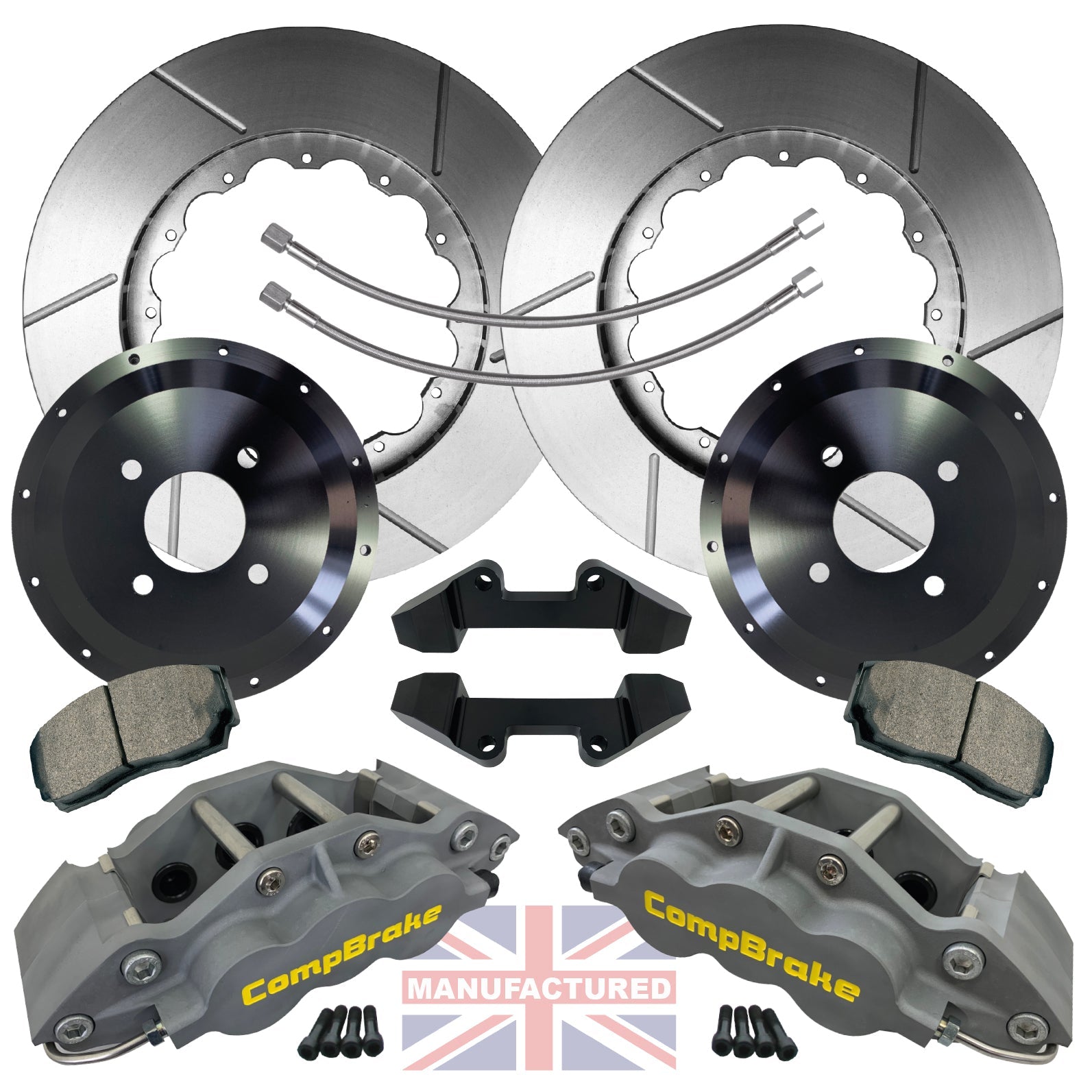 Compbrake CMB2066-335 BMW E46 M3 18" Front Brake Kit 4 Pot Calipers - Pro Race 7