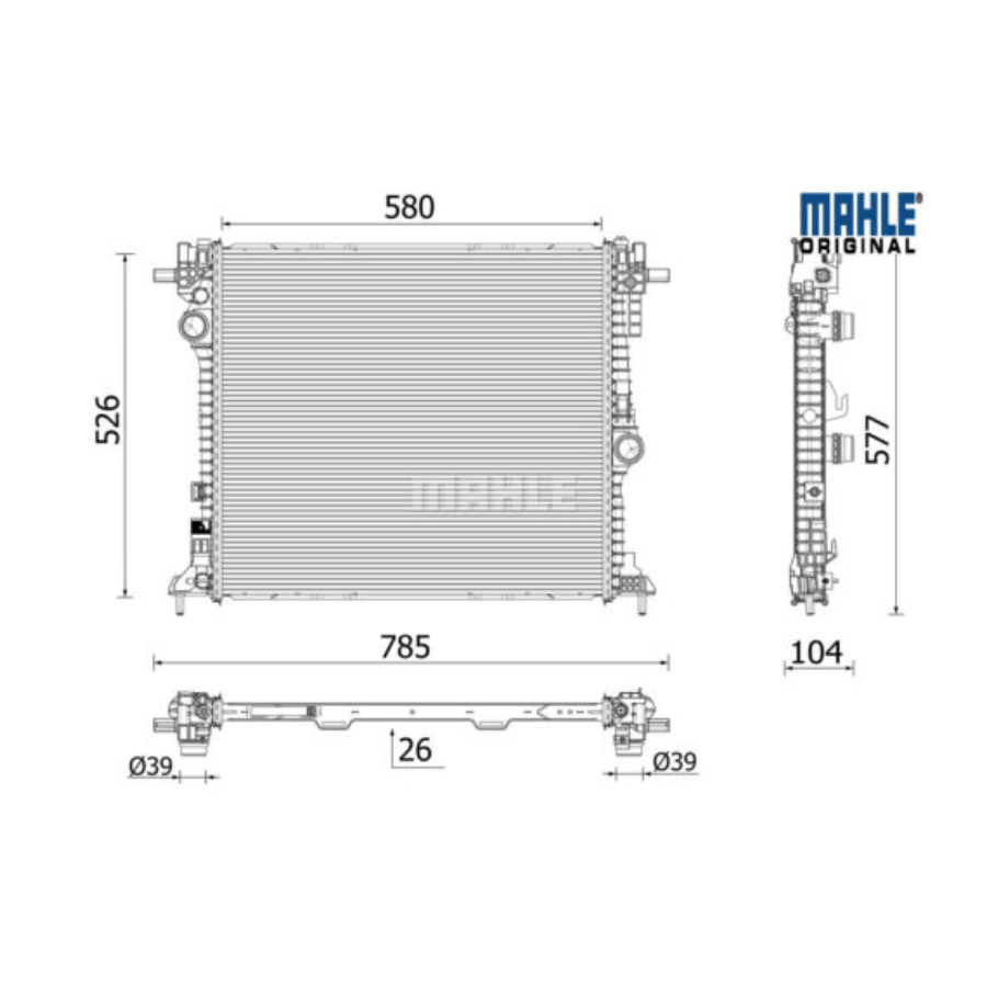 MAHLE ORIGINAL CR 2599 000P Engine radiator Brazed cooling fins, Aluminium