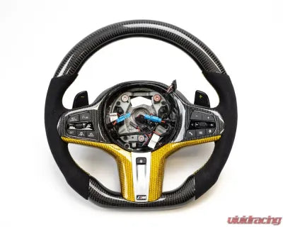 Vivid Racing VR-BMW-M850-STRWHL-YALC BMW M8 | M850i OEM Upgraded Steering Wheel Carbon Fiber, Alcantara, Yellow Stitching