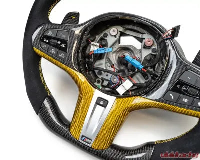 Vivid Racing VR-BMW-M850-STRWHL-YALC BMW M8 | M850i OEM Upgraded Steering Wheel Carbon Fiber, Alcantara, Yellow Stitching