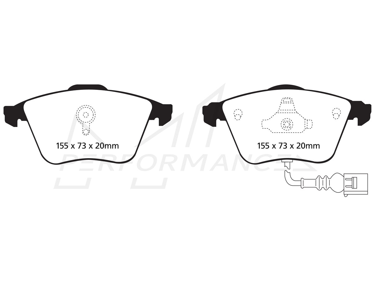 EBC Audi 8J Greenstuff 2000 Series Front Sport Brake Pads & USR Slotted Discs Discs Kit - ATE Caliper (TT &TTS) | ML Performance UK