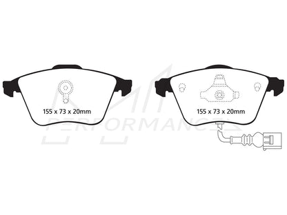 EBC Audi 8J Greenstuff 2000 Series Front Sport Brake Pads & USR Slotted Discs Discs Kit - ATE Caliper (TT &TTS) | ML Performance UK