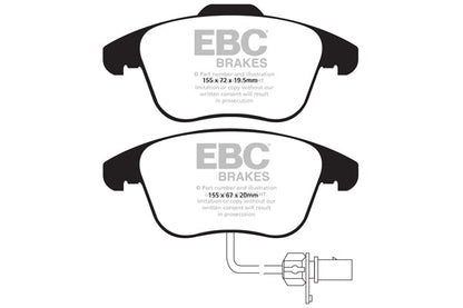 EBC Audi B8.5 Yellowstuff 4000 Series Front Sport Brake Pads & Premium OE Replacement Plain Discs Kit - ATE Caliper (A4 & A5)  ML Performance UK