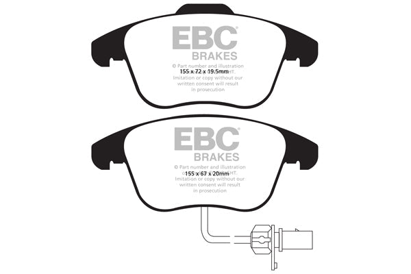 EBC Audi B8 B8.5 Yellowstuff 4000 Series Front Sport Brake Pads & Premium OE Replacement Plain Discs Kit - ATE Caliper (A4 & A5)  ML Performance UK