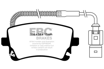EBC Audi C6 A6 Yellowstuff 4000 Series Rear Sport Brake Pads & USR Slotted Discs Kit - TRW Caliper | ML Performance UK