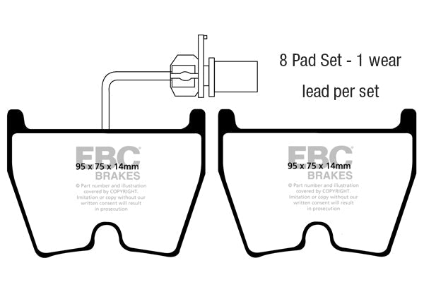 EBC DP51513NDX Audi Lamborghini Volkswagen Bluestuff NDX Trackday Front Brake Pads - Brembo Caliper (Inc. R8, RS4, RS6 & Gallardo)
