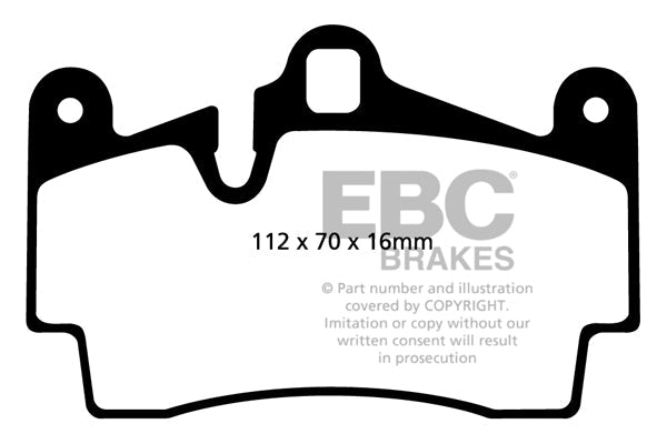 EBC PD13KR071 Audi Porsche Volkswagen Yellowstuff 4000 Series Rear Sport Brake Pads & Slotted And Dimpled Sport Discs Kit - Brembo Caliper (Inc. 4L Q7, E1 Cayenne, E1 Cayenne GTS  & Touareg)