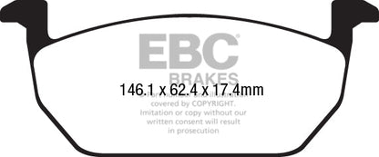 EBC Audi Seat Volkswagen Yellowstuff 4000 Series Front Sport Brake Pads & Premium OE Replacement Plain Discs Kit -  Mando Caliper (8X A1, A0 Ibiza & MK6 Polo AW) | ML Performance UK