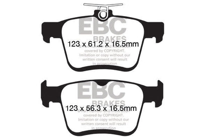 EBC Audi Seat Volkswagen Yellowstuff 4000 Series Rear Sport Brake Pads & Slotted And Dimpled Sport Discs Kit - ATE Caliper (Inc. 8S TT, Touran, B8 Arteon & MK7 Golf GTI) | ML Performance UK